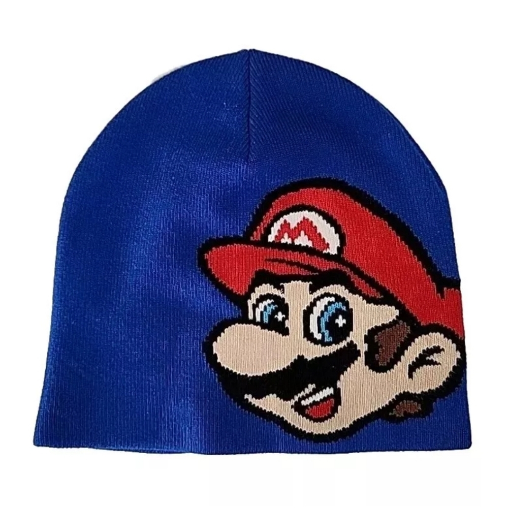 Nintendo SUPER MARIO Beanie Hat Skull Cap Adult Blue One Size